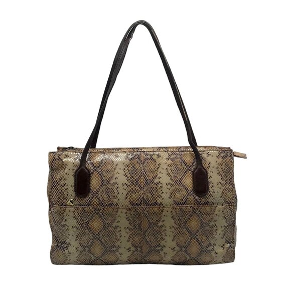 HOBO Friar Leather Python Embossed Shoulder Bag - Picture 1 of 12